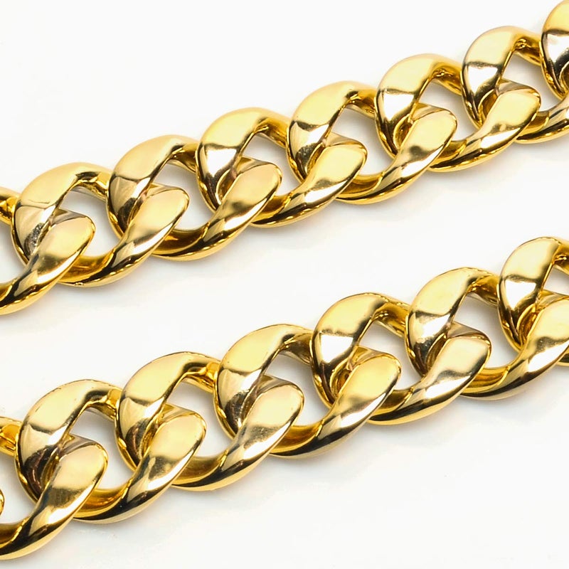 CrazyPiercing Faux Gold Acrylic Chain Necklace, 90s Punk Style Necklace Costume Jewelry, Hip Hop Turnover Chain Necklace, Plastic (32 inches, 35mm) (Gold) - Image 4